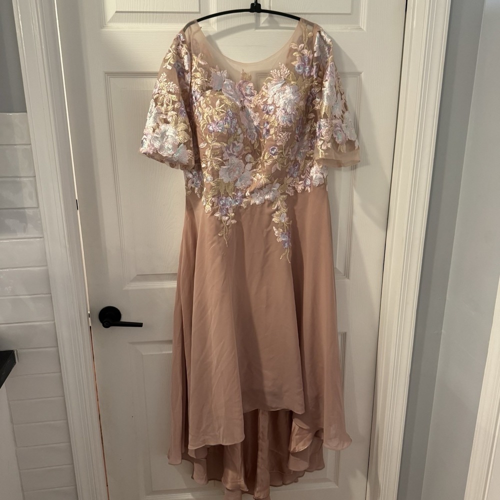 Elegant AO YAN Pink Embroidered Floral  Leaf  Formal‎ Mother of the Bride Sz 16
